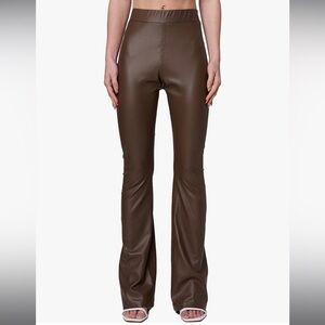 Brown Leather Flare Pants